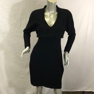Rubin Singer Vintage Black Dress Long  Sleeve Sheath Cocktail